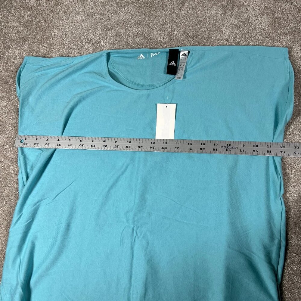Adidas Parley Womens Small Turquoise Blue Hi Low Hem Activewear‎ Tunic Top NWT - Picture 8 of 9